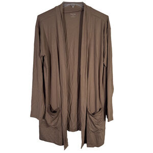 NWT State of Day Open Front Cardigan Short Robe - Women's L - Tan Knit